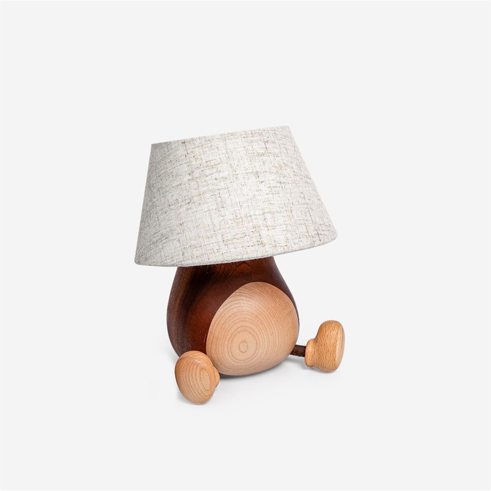Little Monkey Wood Table Lamp - Handcrafted Natural Wood Nightstand Light for Bedroom, Nursery, Living Room - Perfect for Kids Room Decor & Cozy Reading Nook