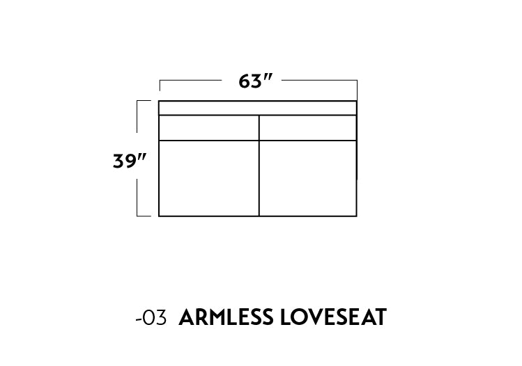Modern Track Armless Loveseat Sofa - Compact 2-Seater for Small Spaces | Perfect for Apartments, Living Rooms & Cozy Corners