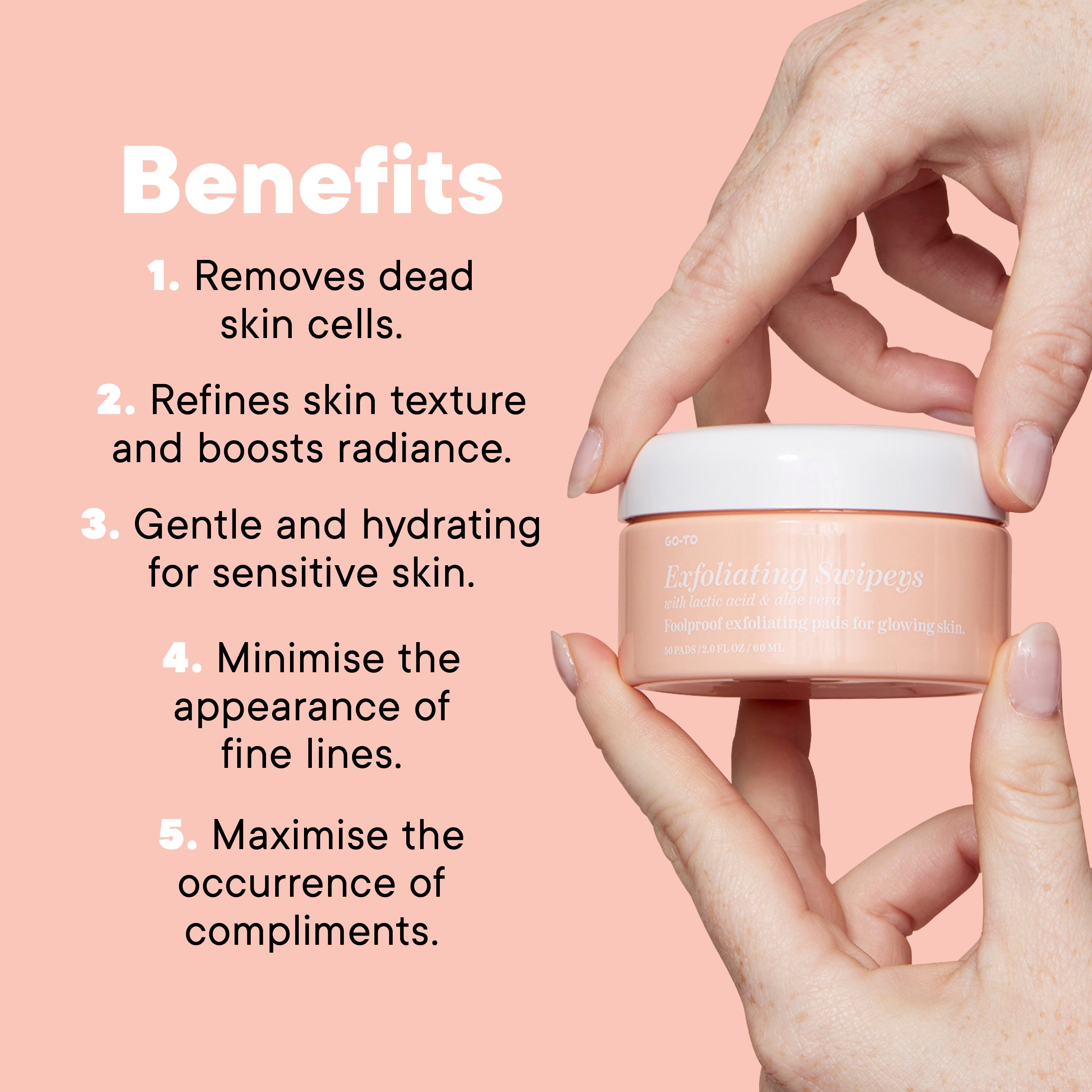 Exfoliating Swipeys - Gentle Facial Exfoliating Pads for Smooth, Glowing Skin | Perfect for Daily Skincare Routine & Travel
