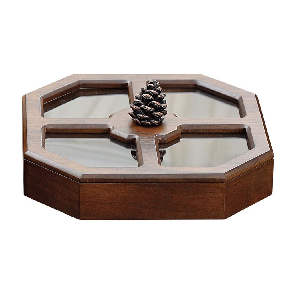 Premium Wooden Nut Box with Handle - Large Capacity Dried Fruit & Snack Storage Bowl - Kitchen Countertop & Living Room Organizer for Nuts, Pastries, Snacks - Perfect for Entertaining & Home Decor (Style B)