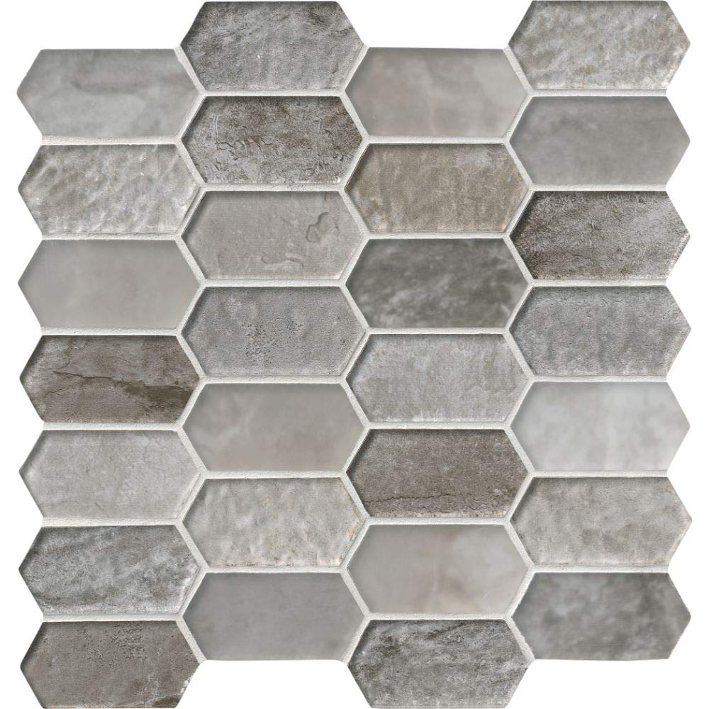 Savoy Picket Pattern Inkjet Glass Mosaic Tiles - 9.7 Sq Ft (10 Pieces) - Perfect for Kitchen Backsplash, Bathroom Walls & Pool Designs