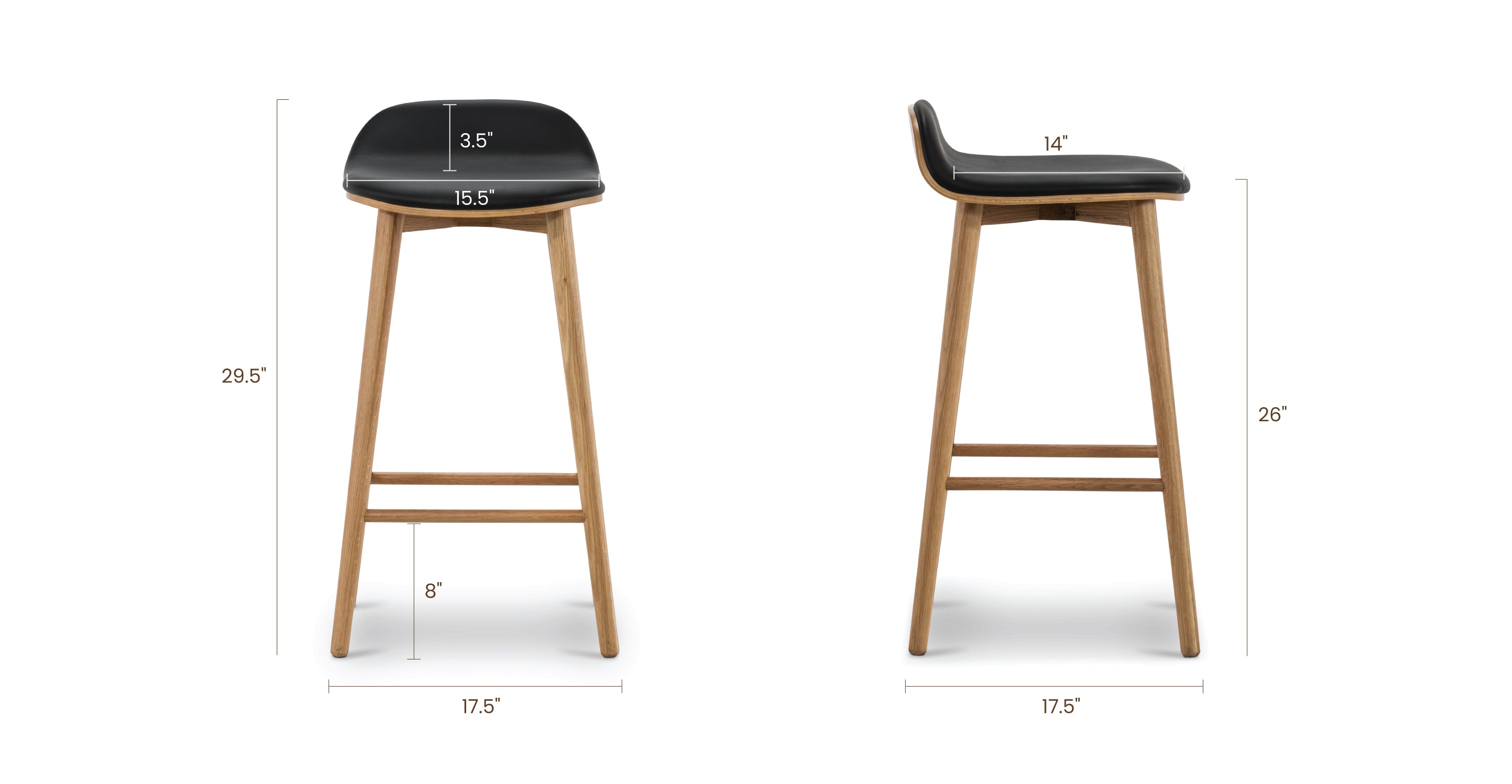 Notello Leather Counter Stool - Modern Bar Stool with Adjustable Height, PU Leather Seat & Metal Base - Perfect for Kitchen Island, Breakfast Bar & Home Decor