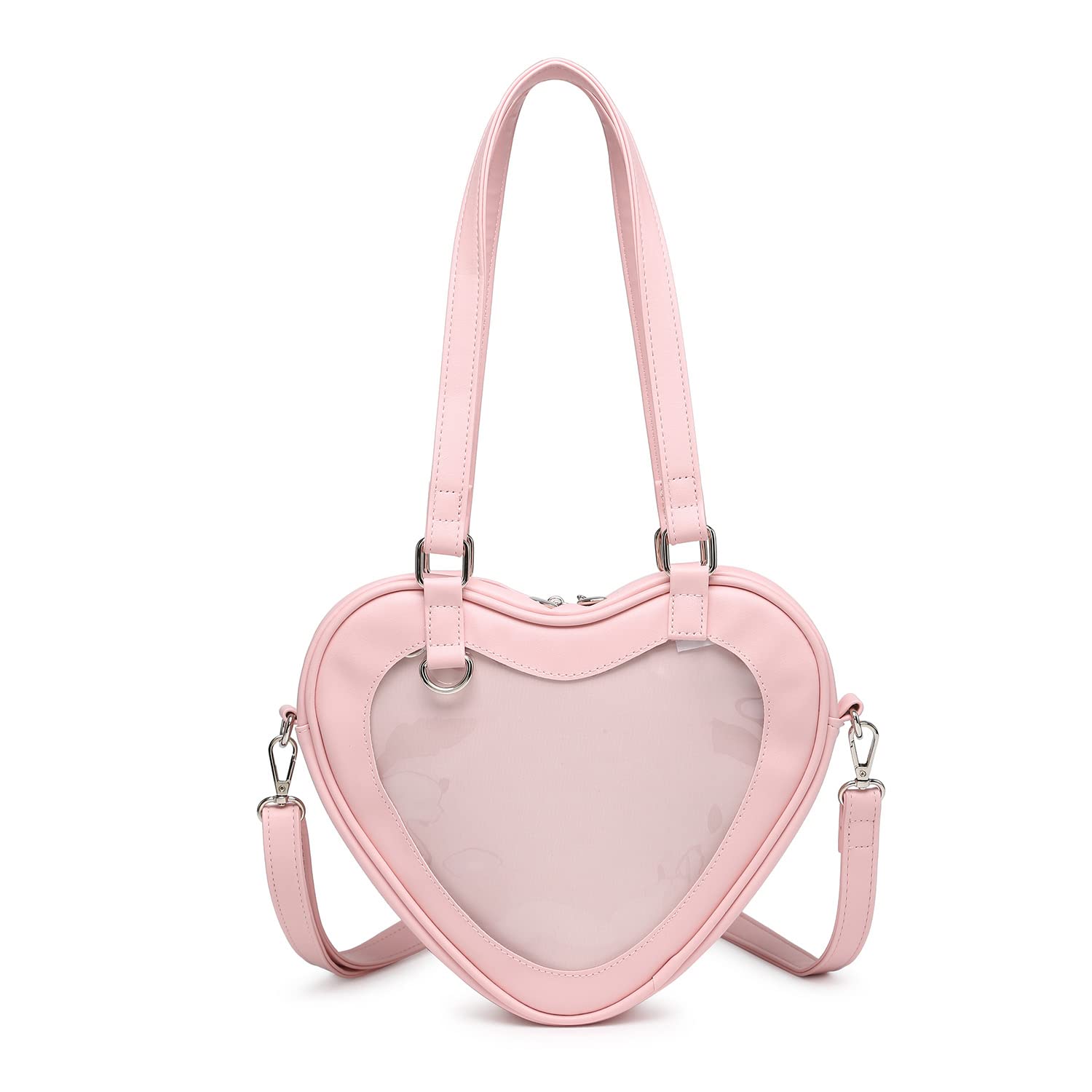 Empire Women's Heart Shaped Clear Shoulder Bag - Transparent Tote Purse & Ita Backpack for Anime Pins Collection - Perfect for Cosplay, Conventions & Kawaii Fashion Accessories