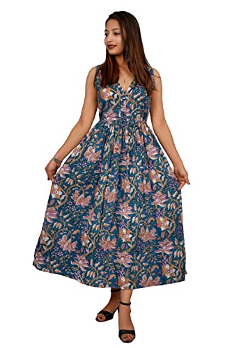 Block Print Dress for Women | Indian Cotton Short Sleeve Dress | XS Size | Perfect for Summer, Beach & Boho Fashion