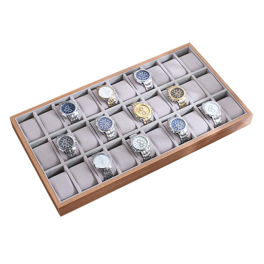 Fetcoi 30 Slots Watch Display Case - Luxury Watch Box Organizer for Men & Women, Jewelry Storage Showcase with Clear Lid - Perfect for Watch Collectors, Retail Stores & Home Display