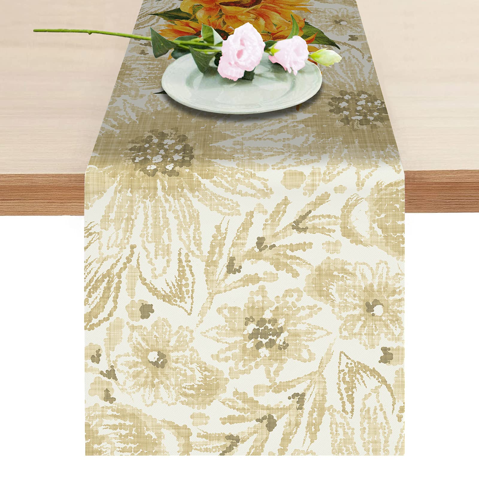 13 x 70 Inch Fall Sunflower Table Runner - Yellow Polyester Dining Table Decor for Thanksgiving, Autumn Parties & Holiday Home Kitchen Decoration | Perfect for Dining Tables, Buffets, and Seasonal Centerpieces
