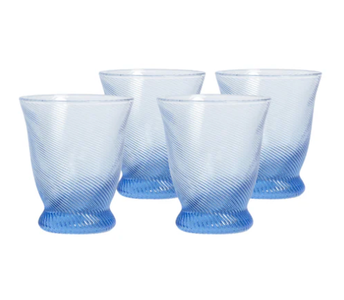 Spiral Light Blue Tumbler Set of 4 - 20oz Insulated Stainless Steel Cups with Lids & Straws - Perfect for Iced Coffee, Smoothies, and Outdoor Activities