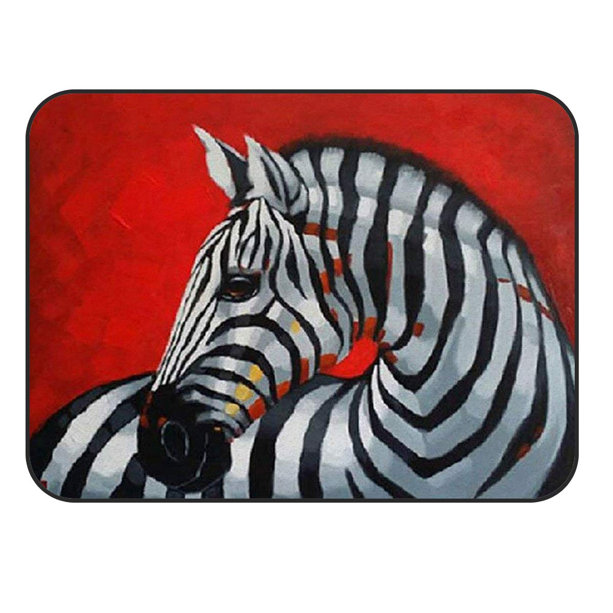 Abstract Zebra Print Area Rug - Non-Slip Rubber Backing 4'x6' Black Red White - Perfect for Living Room, Bedroom, Dining Room, Kids Playroom & Kitchen Decor