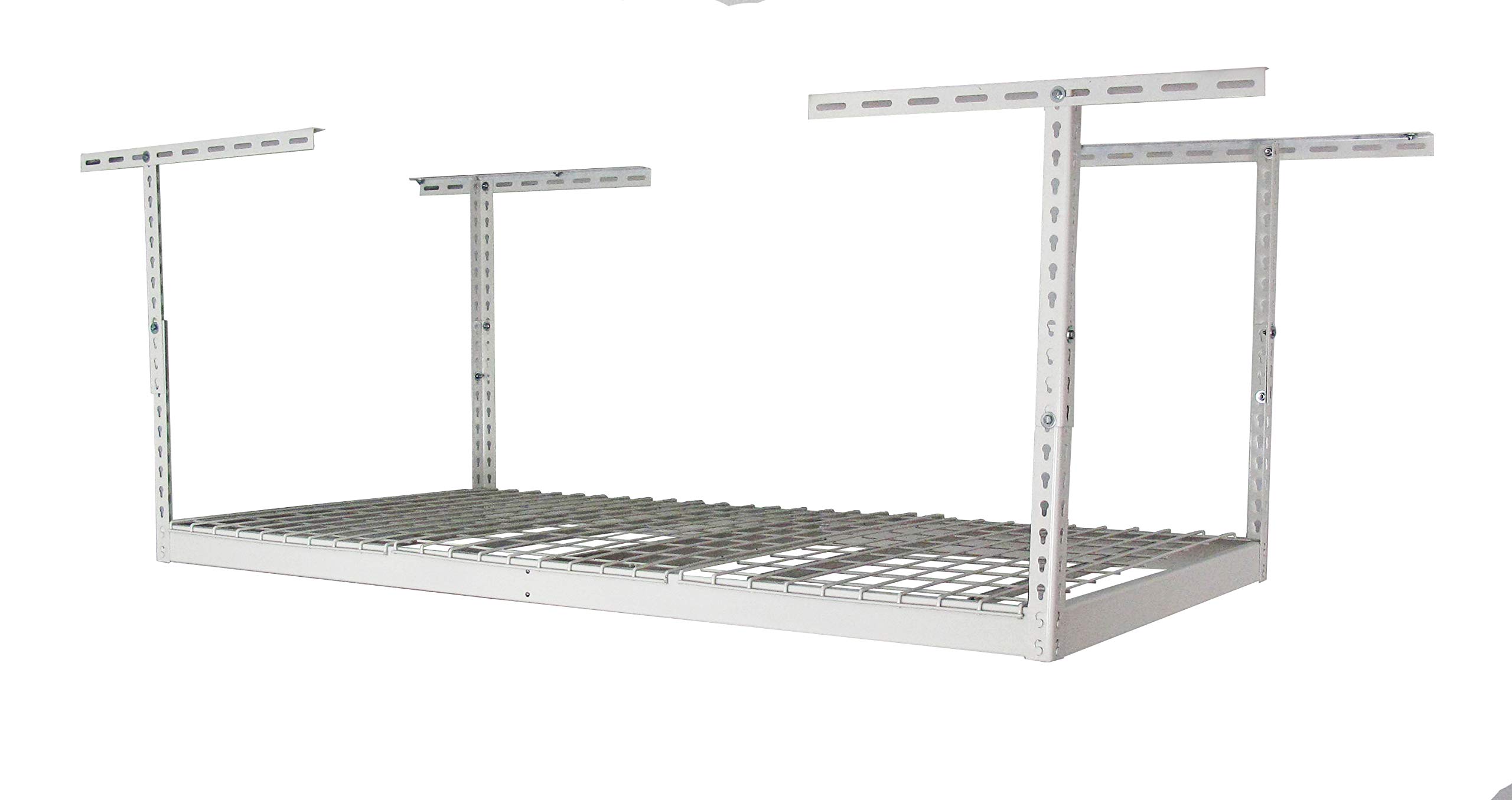 Heavy Duty Overhead Garage Storage Rack - 400 lb Capacity Adjustable Ceiling Mount Shelves 3x6 White (12