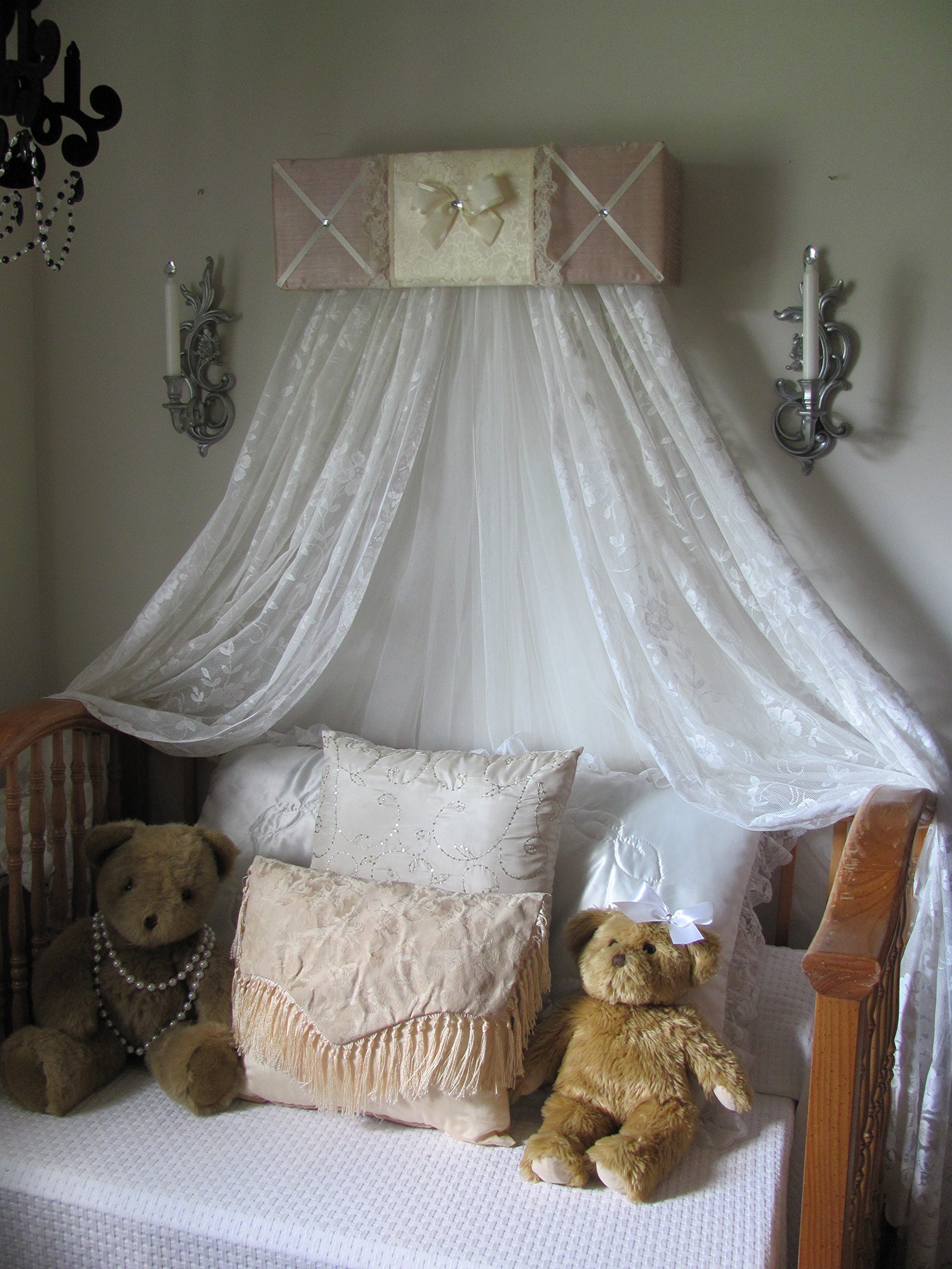 So Zoey Boutique Custom Designed Neutral Padded Canopy - Taupe Ivory Cream Bedroom Decor for Nursery, Wedding, or Boho Chic Bedroom