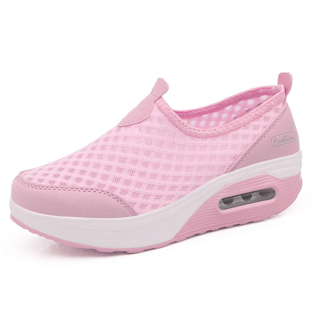 L LOUBIT Women's Slip-On Walking Shoes - Breathable Mesh Athletic Sneakers with Platform Wedge for Running, Tennis & Casual Wear