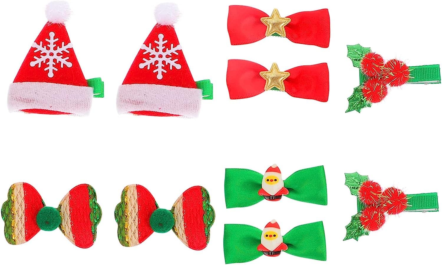 MIFANI 10pcs Christmas Hair Clips for Women & Kids - Cute Santa Hairpins, Bow Barrettes, Duckbill Hair Clips - Perfect for Holiday Parties, Gifts & Daily Hair Styling