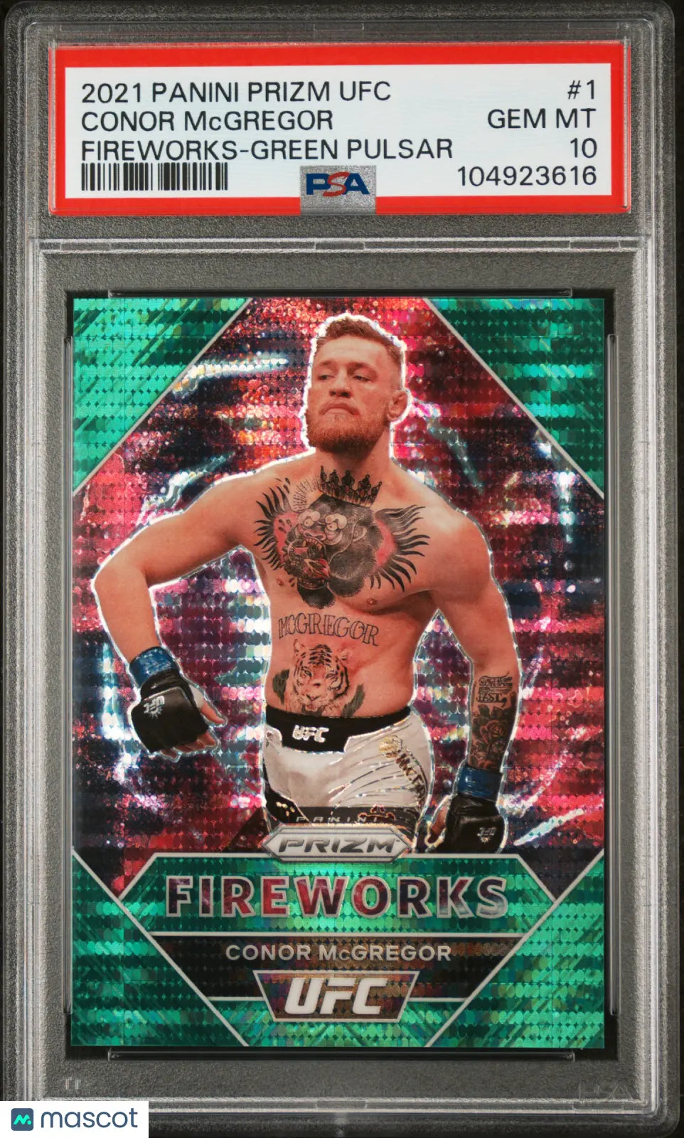2021 Panini Prizm UFC Fireworks Conor McGregor Green Pulsar PSA 10 Gem Mint Trading Card #/25 - Rare Collectible for UFC Fans & Sports Memorabilia Enthusiasts