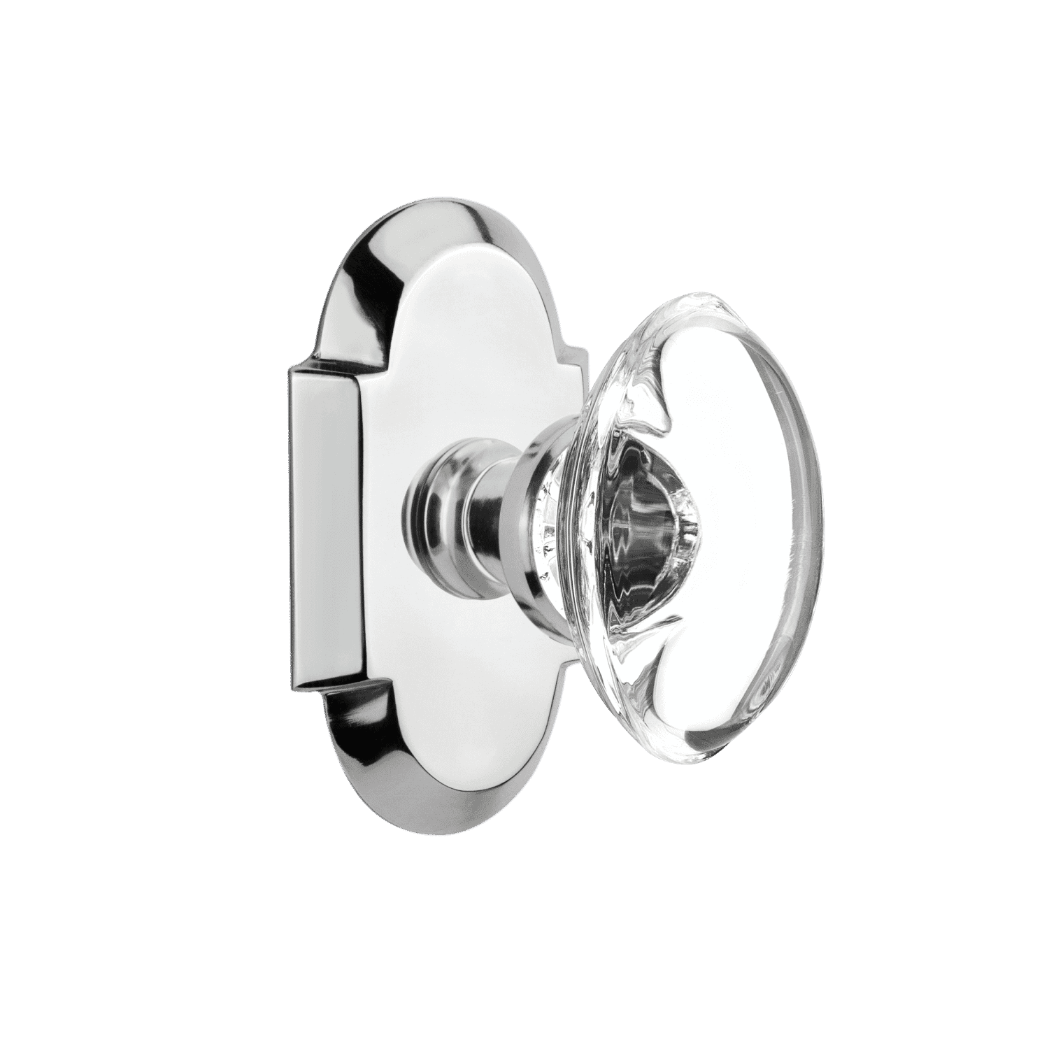 Vintage Cottage Short Plate with Oval Clear Crystal Knob in Bright Chrome - Perfect for Cabinet, Drawer & Furniture Hardware Upgrade