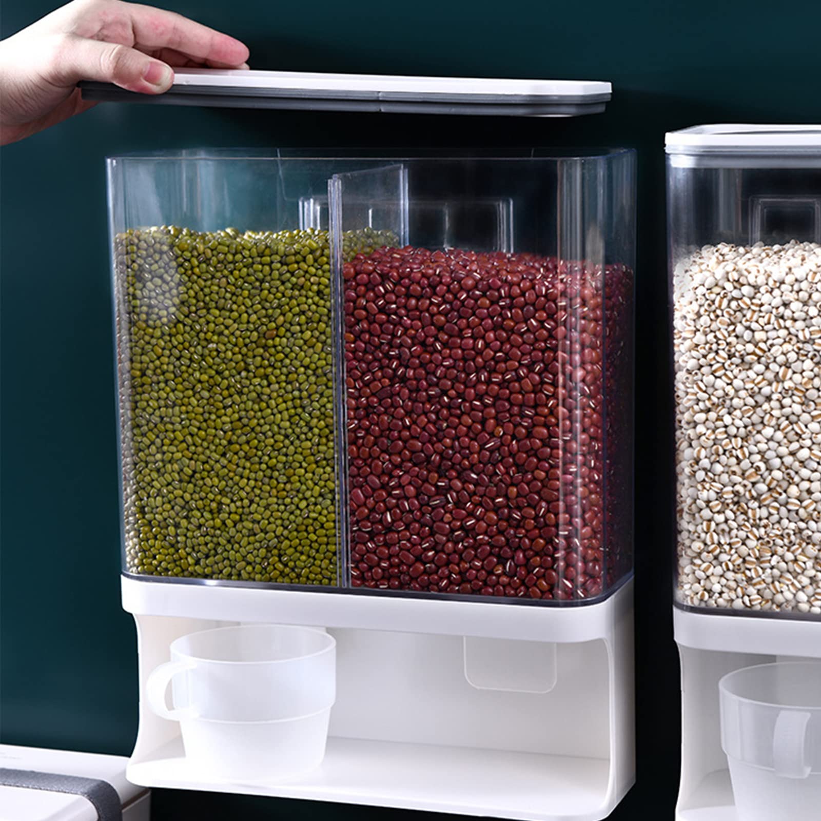 CNCEST 3L Wall-Mounted Cereal Dispenser | Dry Food Storage Organizer for Grains, Rice & Pantry Items | Space-Saving Kitchen Solution for Home Organization | Perfect for Breakfast Stations & Small Kitchens