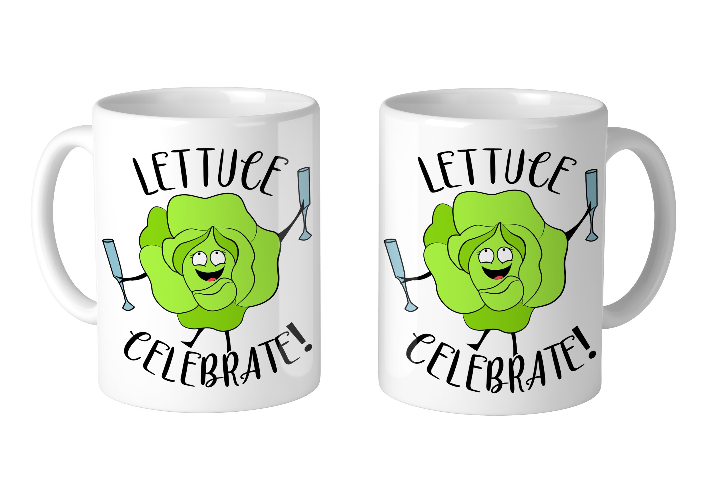 Lettuce Celebrate Funny 11 oz Coffee Mug Set of 2 - Perfect for Kitchen, Office & Gifts for Tea and Coffee Lovers