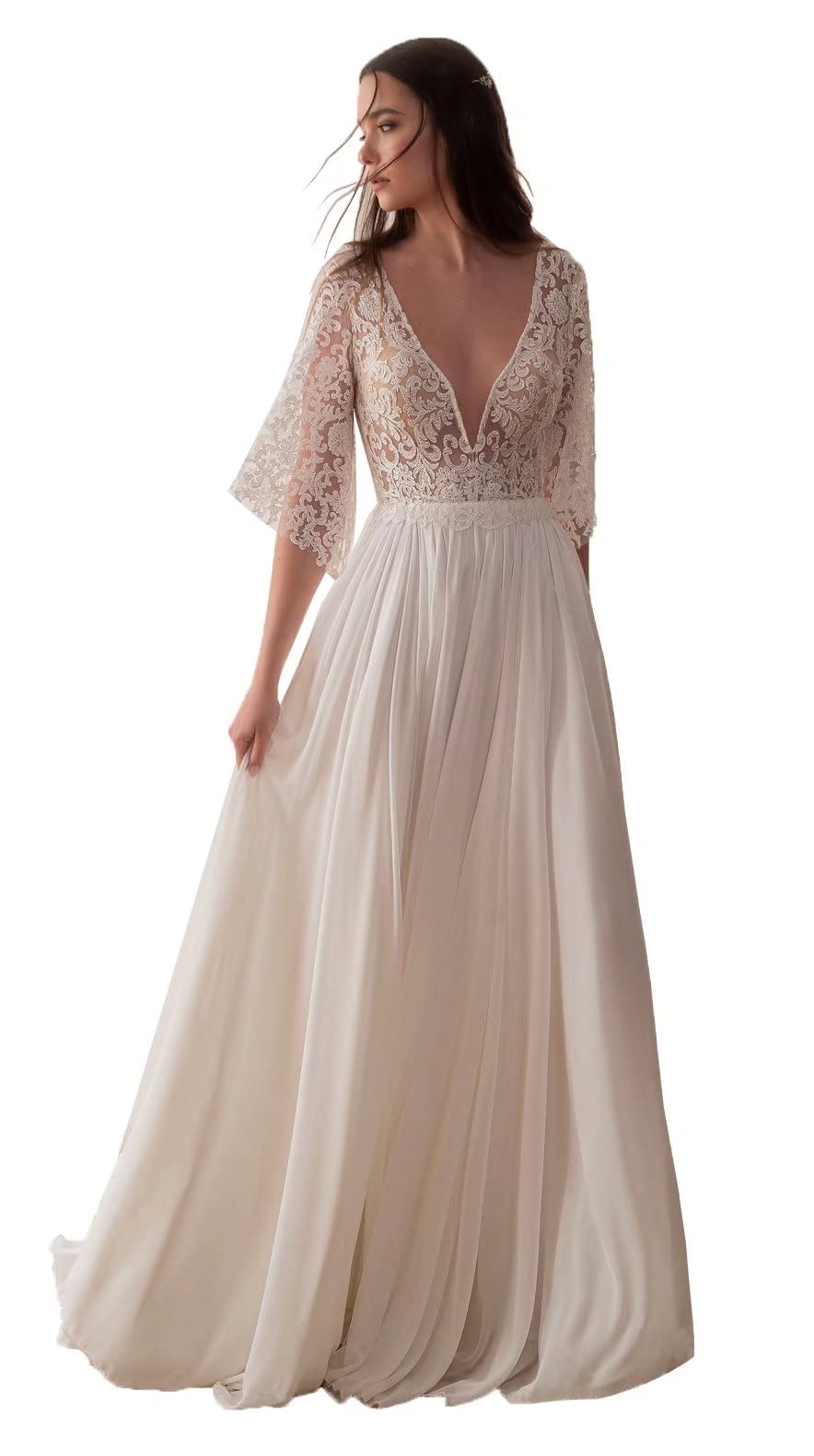 Dexinyuan Long Sleeve Satin Wedding Dress - Elegant Ball Gown Bridal Gown for Bride | Perfect for Church Ceremony, Formal Reception & Romantic Photoshoot