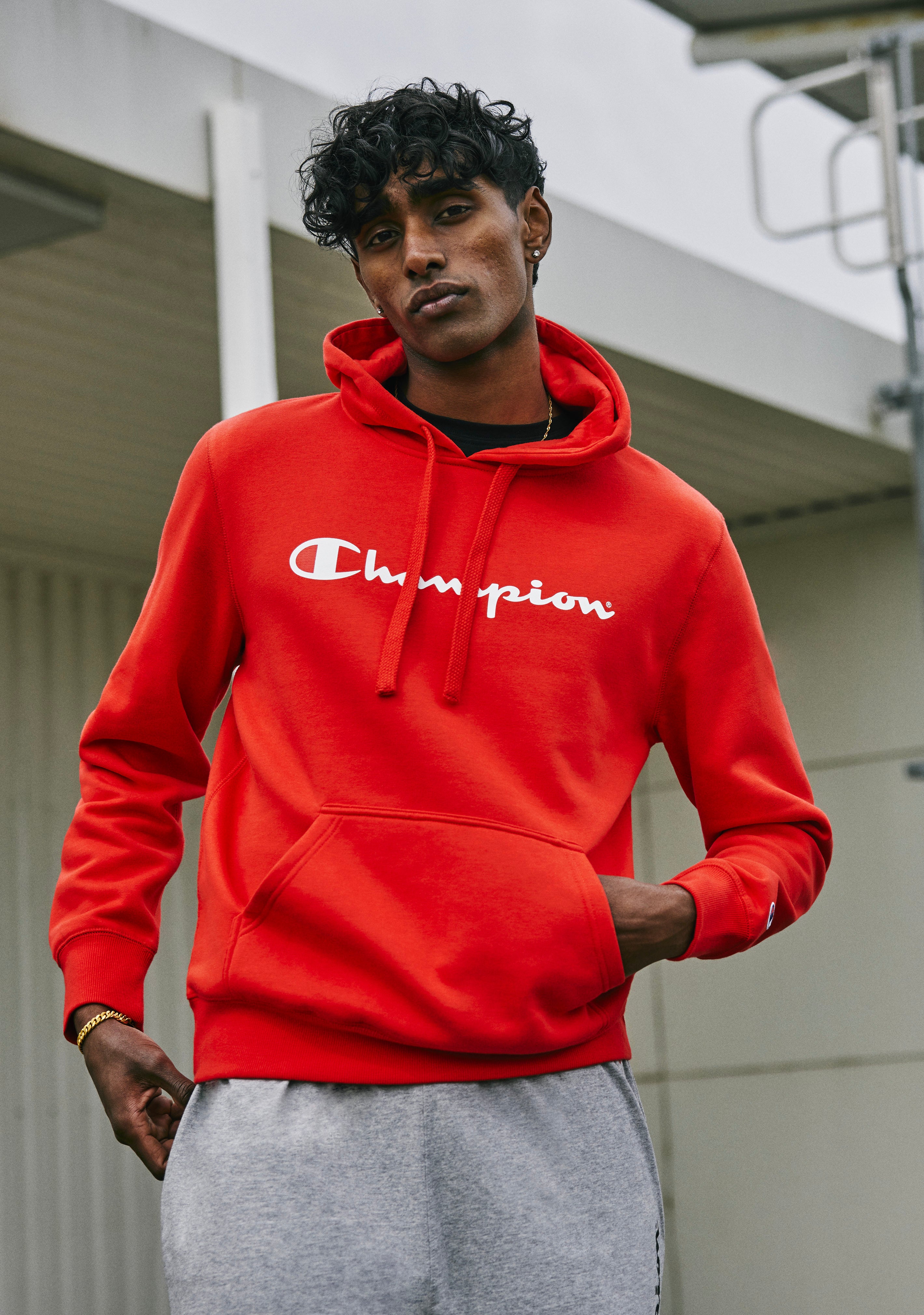Champion Men's Script Logo Hoodie - Soft Cotton Pullover Sweatshirt for Casual Wear, Gym & Street Style | Comfortable & Stylish Hooded Sweater for Everyday Outfits