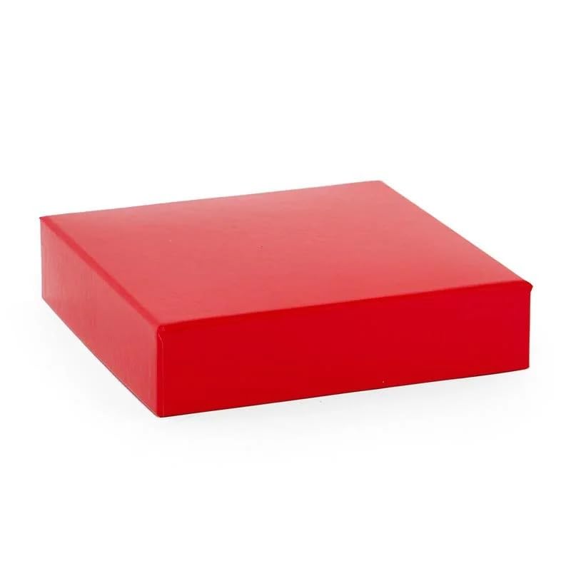 Red Satin Finish Gift Box Lids - 6 x 6 x 1.5 Inch Fold Up Present Box Covers, Bulk Pack of 200 for Christmas, Birthdays & Party Favors - Elegant Holiday Gift Wrapping Solution