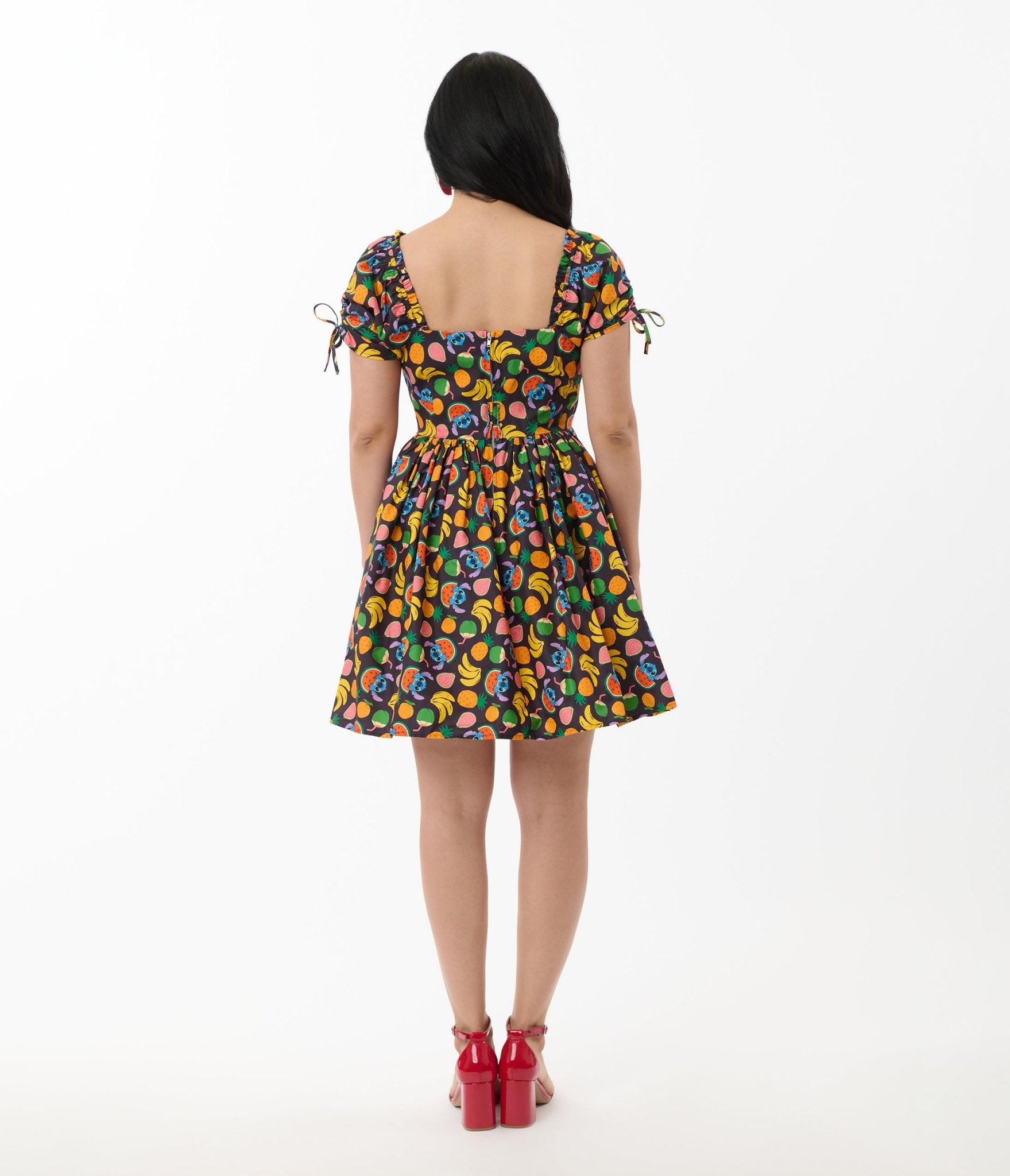 Disney Lilo & Stitch Collection Stitch & Fruit Print Swing Dress by Unique Vintage - Perfect for Cosplay, Disneybounding & Summer Outfits