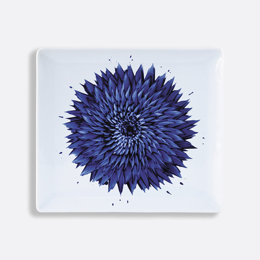 Bernardaud In Bloom Rectangular Tray - Elegant White & Blue Ceramic Serving Tray for Dining, Decor & Gift Giving | Perfect for Tea Parties, Home Decor & Luxury Gifting