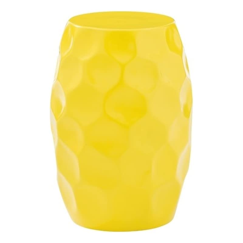 Powell Furniture Linon Hewitt Yellow Aluminum Side Table - Outdoor Patio, Living Room, Bedroom Accent Table for Home Decor