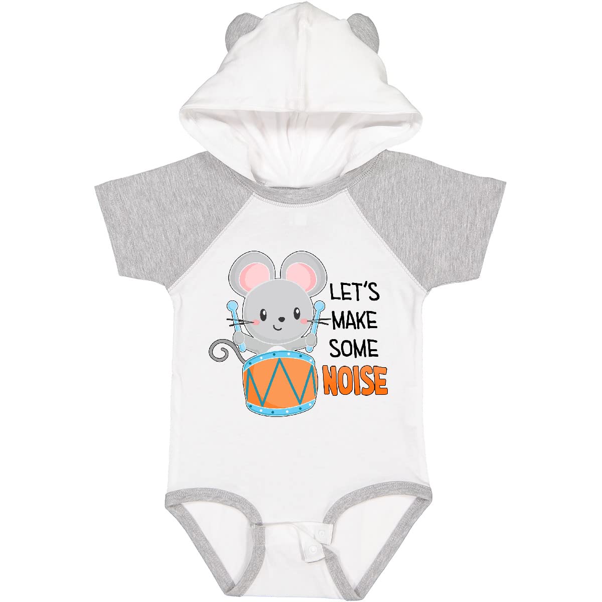 Inktastic Let's Make Some Noise Cute Mouse Drummer Baby Bodysuit - Adorable Musical Themed Onesie for Infants & Toddlers - Perfect for Birthday Gifts, Photo Shoots & Music Lovers