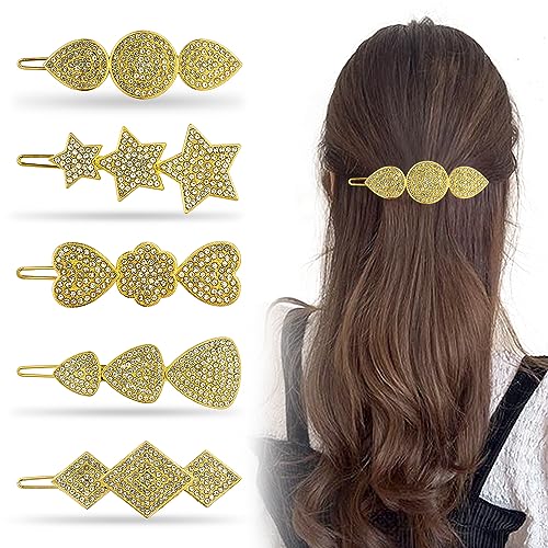 DazzleDiva Women's Hair Pins Set - 5PCS Stylish Crystal Bobby Pins & Metal Hair Clips with Stone Decorations | Elegant Hair Accessories for Women & Girls | Perfect for Weddings, Parties & Daily Styling