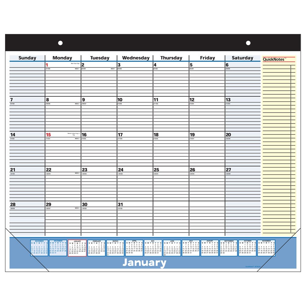 AT-A-GLANCE QuickNotes Monthly Desk Pad Calendar 2024 - 8.5