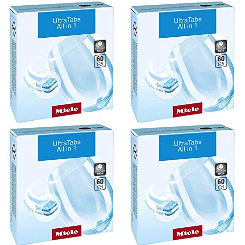 Miele All in 1 Dishwasher Detergent Tablets - 60 Count (240 Total) - Powerful Cleaning for Sparkling Dishes - Perfect for Daily Dishwashing & Tough Stains