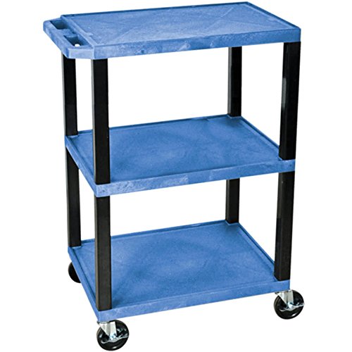TableTop King WT34BUS 34-Inch Blue Three-Shelf AV Utility Cart - Perfect for Home Theater, Office Storage & Classroom Organization