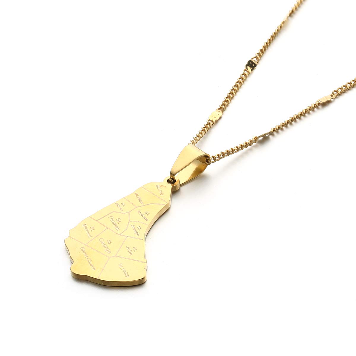 Barbados Island Map Pendant Necklace - Tropical Travel Jewelry Gift