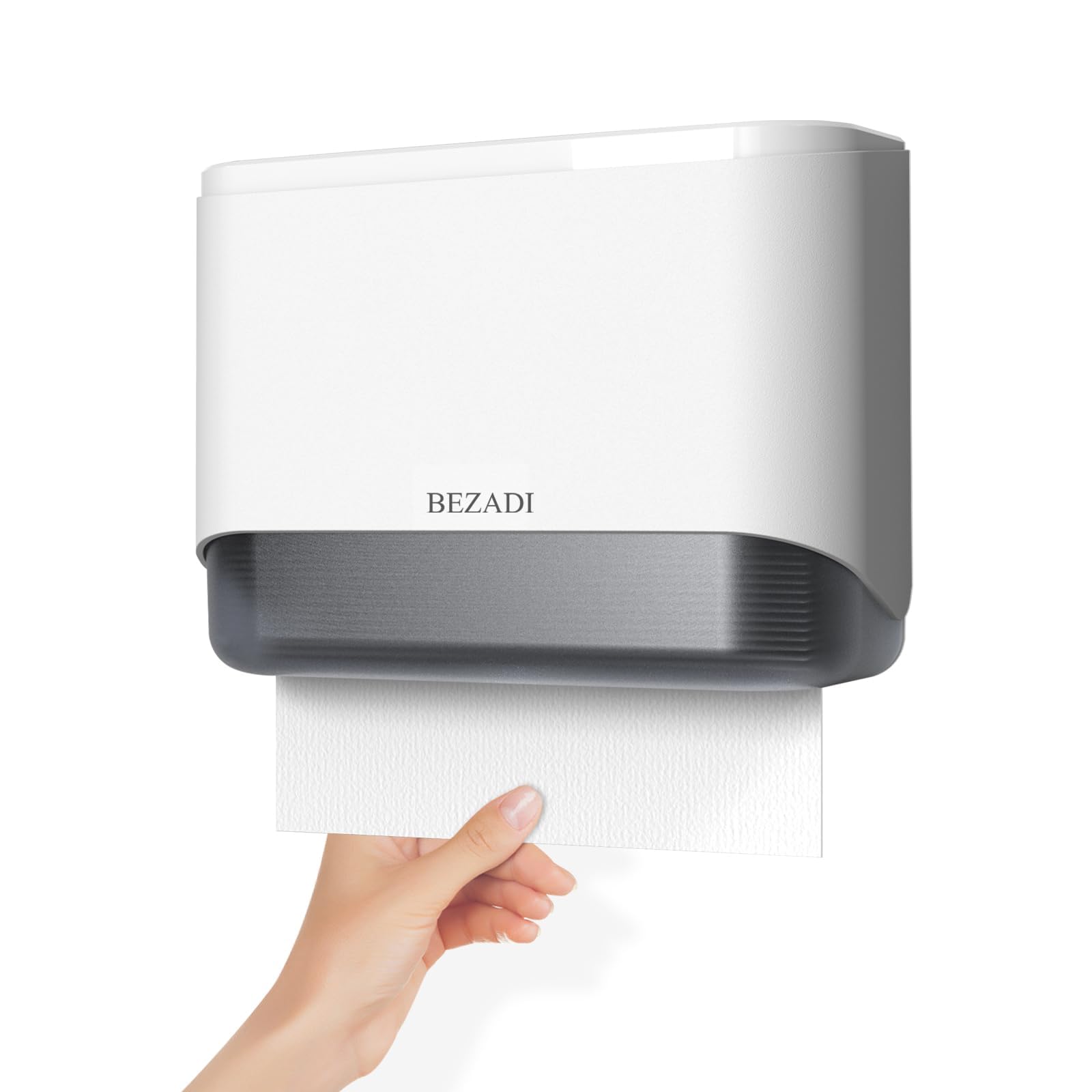 Large Capacity Wall Mount Paper Towel Dispenser with Smart Lock - Holds 200+ Sheets - White Bathroom & Kitchen Tissue Holder for Home, Office & Restaurant Use