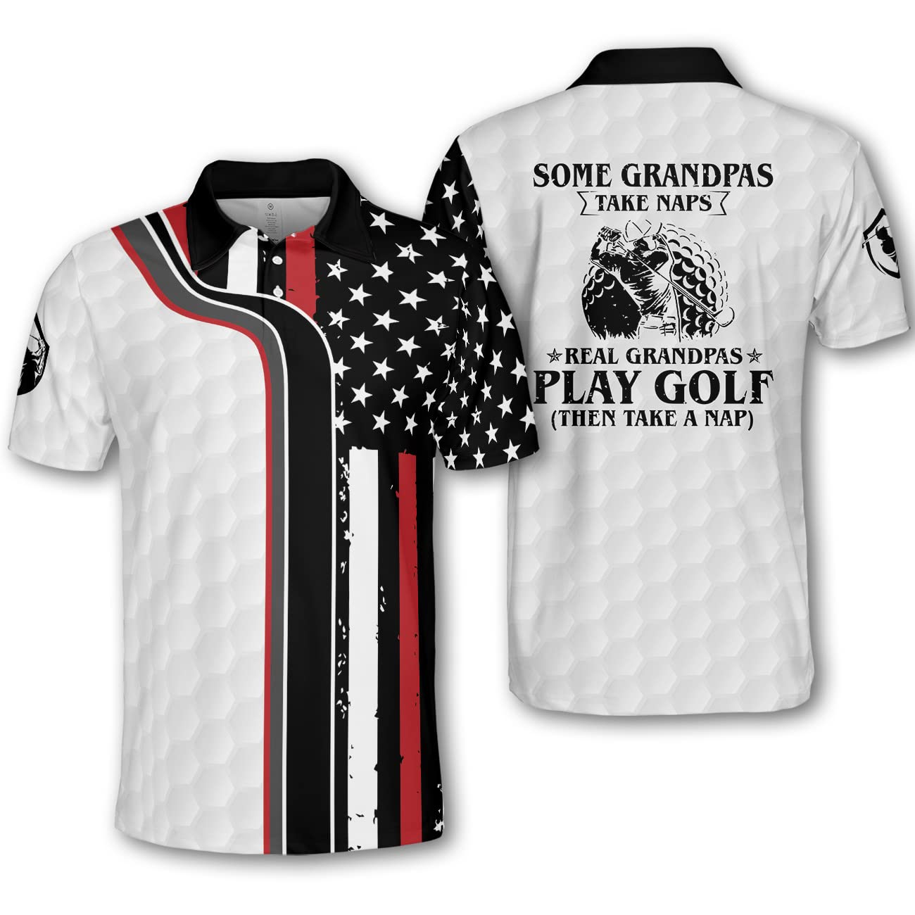 Pologen American Flag Golf Shirt for Men - Patriotic & Funny Golf Polo with USA Flag Design - Perfect for Golf Tournaments, 4th of July Celebrations & Casual Summer Wear