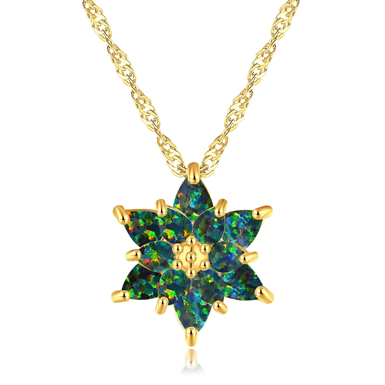 CiNily Gold Plated Opal Pendant Necklace - Elegant Gemstone Jewelry Gift for Women & Girls | Perfect for Birthday, Anniversary, Valentine's Day & Special Occasions