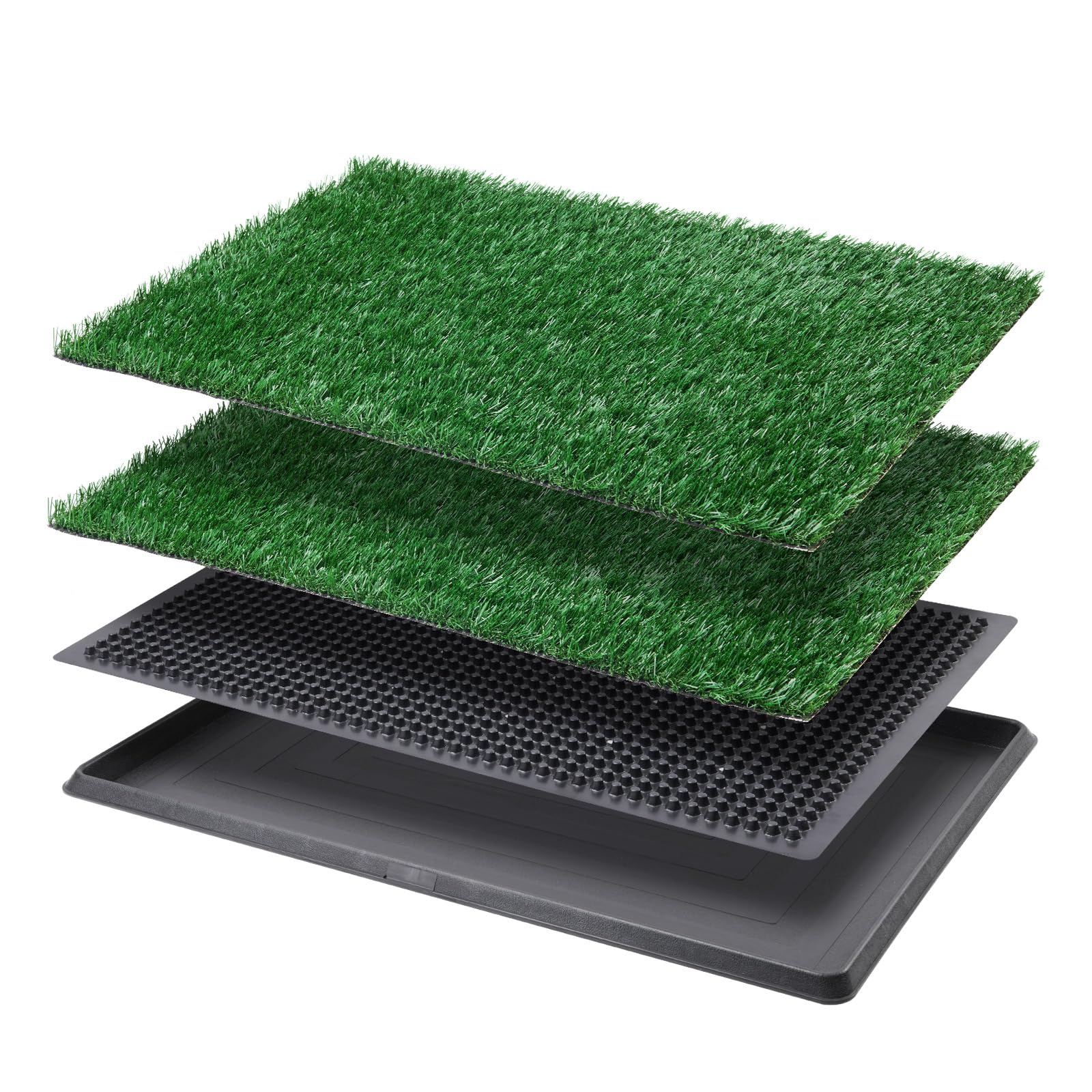 LOOBANI Large Dog Grass Pad with Tray - Indoor Puppy Potty Training System for Apartments & Patios - Includes 2 Replacement Grass Pee Pads - Perfect for Small Dogs, Housebreaking & Balcony Use