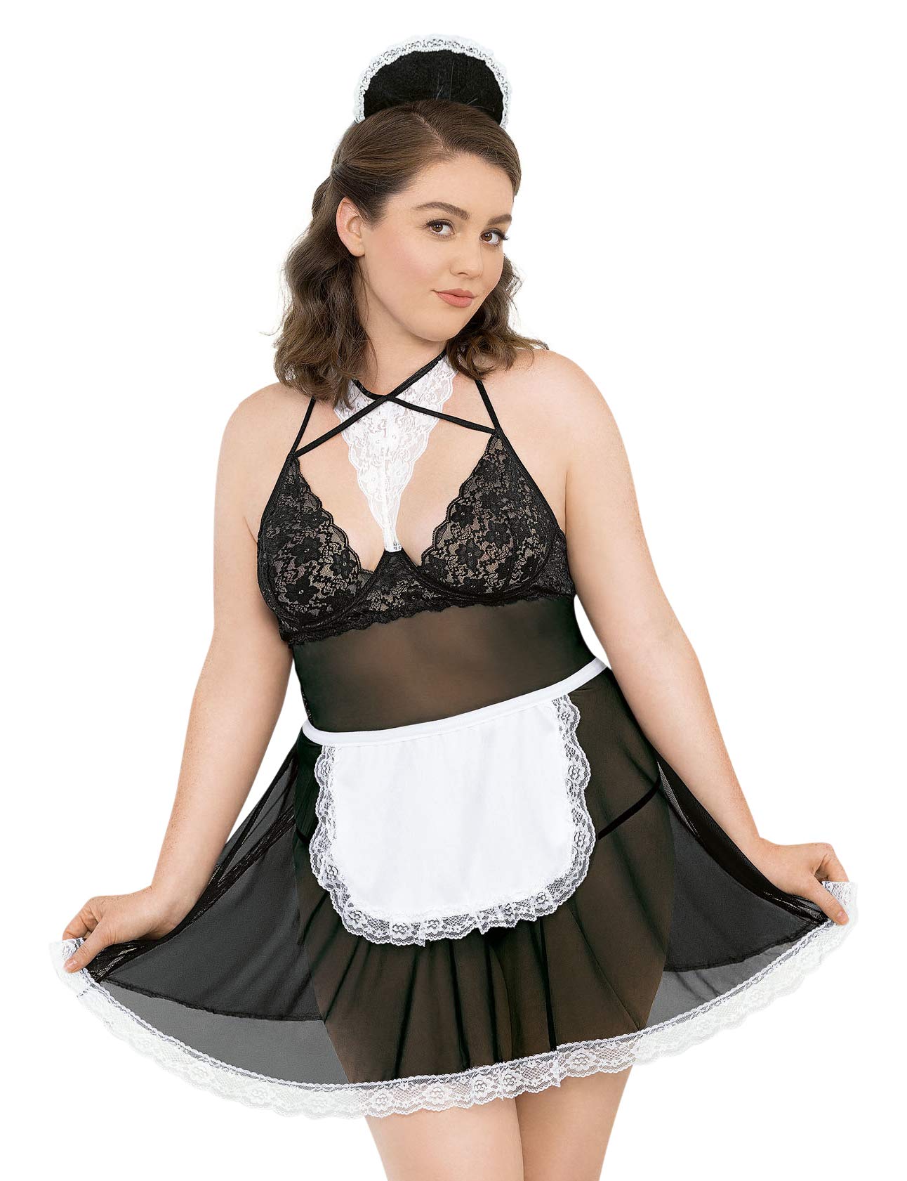 French Maid Costume for Women - Black & White Lingerie Roleplay Dress (Size 3X) | Sexy Halloween, Cosplay & Boudoir Outfit for Couples Night