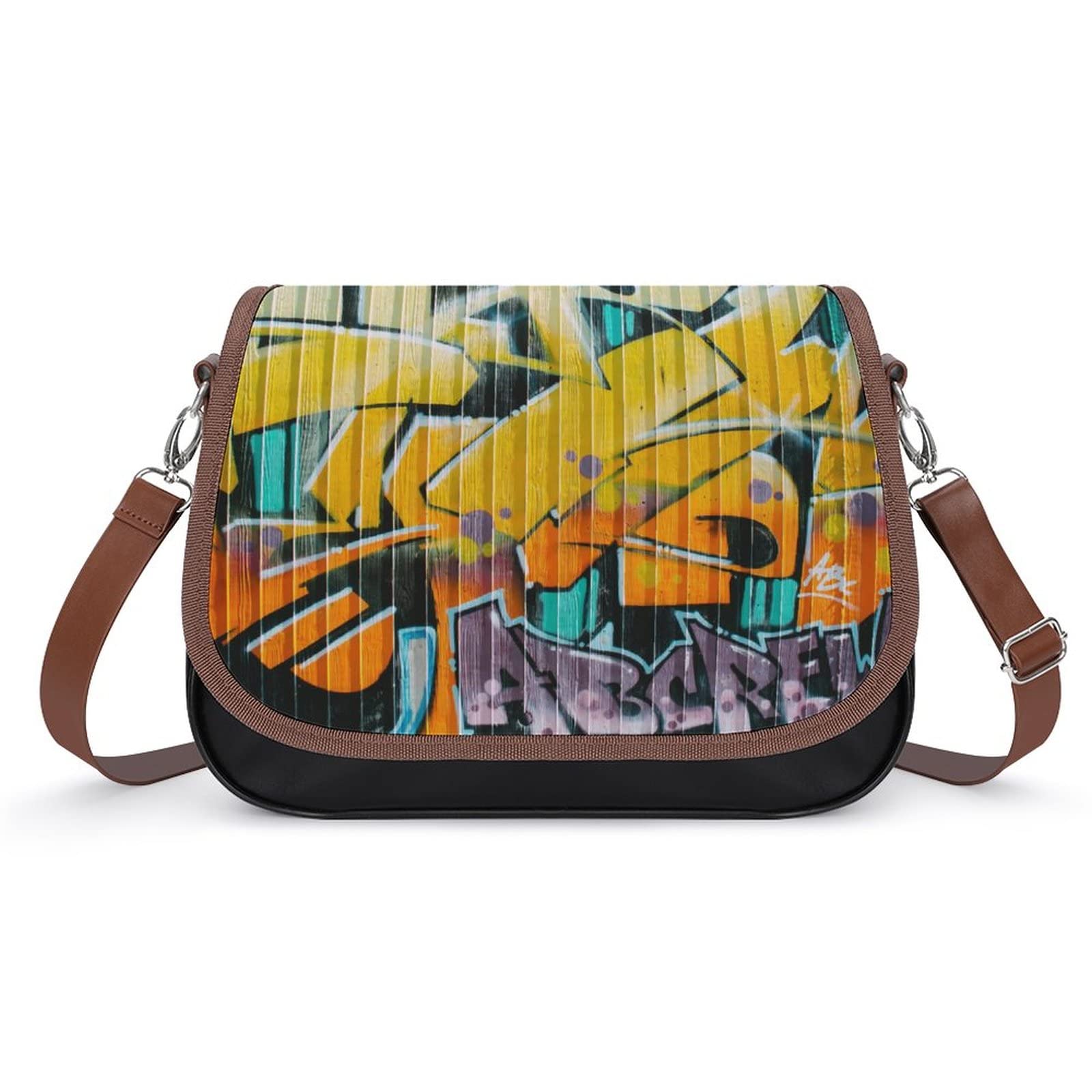 Stylish Leather Crossbody Bags for Women - Designer Shoulder Messenger Bag with Artistic Printed Flap | Perfect for Daily Use, Travel & Street Fashion