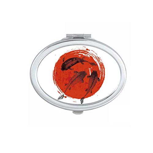 DIYthinker Japanese Red Carp Abstract Mirror - Portable Folding Double-Sided Makeup Mirror with Stand | Perfect for Travel, Home Vanity & Cosmetics