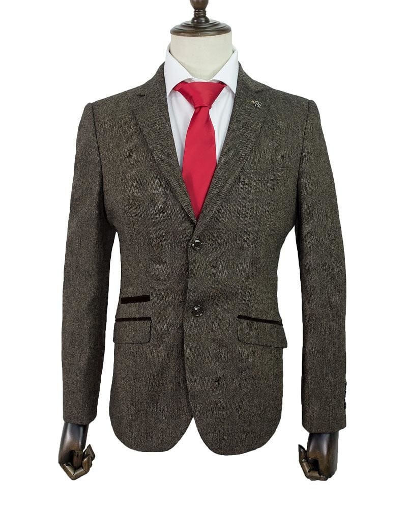 Cavani Martez Men's Slim Fit Tweed Blazer Jacket - Formal Office Wear & Business Attire for Professional Occasions