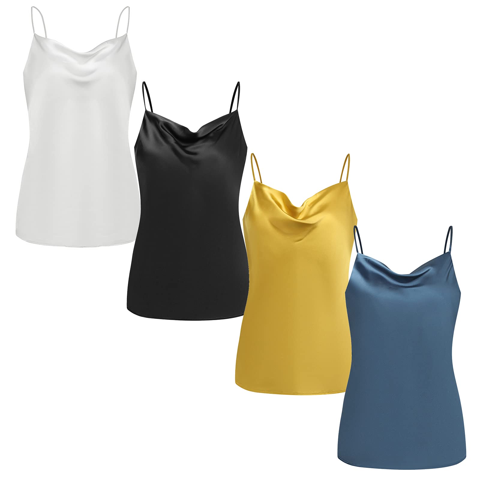 WINTOFW Women's Satin Camisole Top - Breathable V-Neck Sleeveless Blouse, Loose Fit Imitation Silk Tank Shirt for Casual Wear, Summer Outfits & Layering