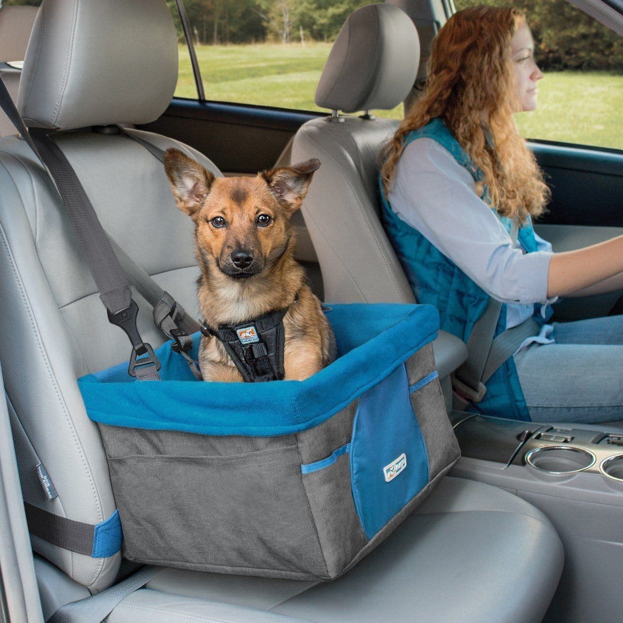 Kurgo® Dog Car Seat Booster - Gray Pet Travel Carrier for Small & Medium Dogs - Safe & Comfortable Car Rides for Pets