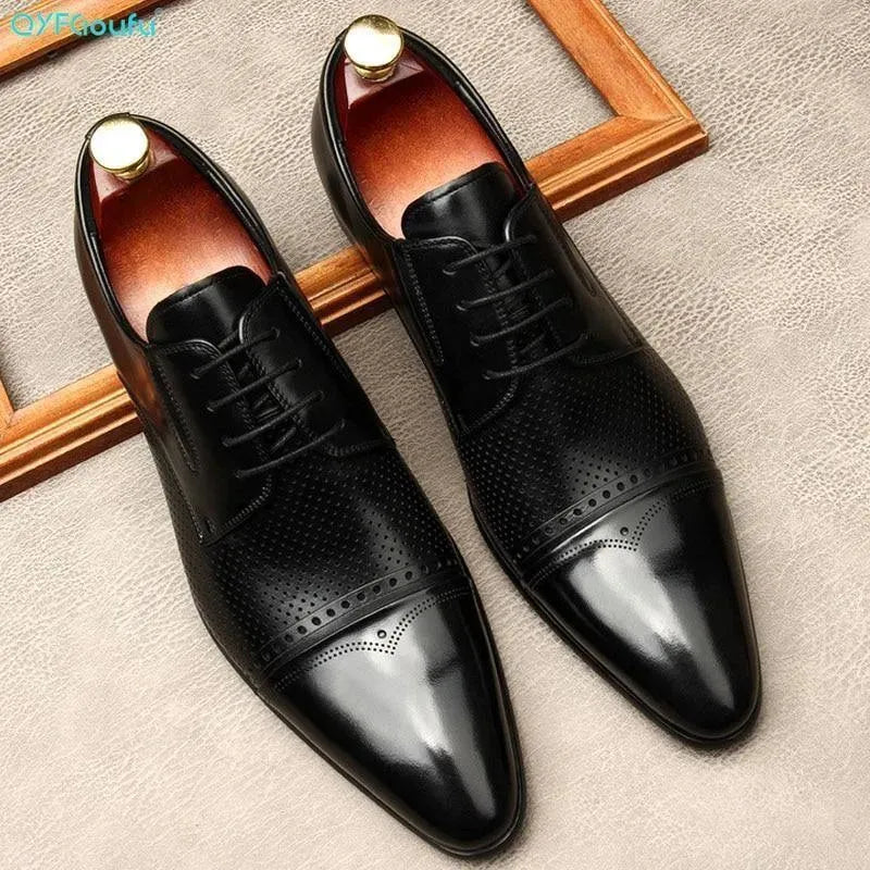 Premium Ugo Leather Oxford Dress Shoes for Men - Classic Formal & Business Attire - Perfect for Weddings, Office & Special Occasions