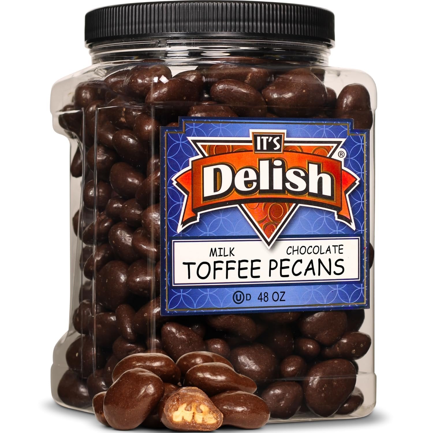 Premium Milk Chocolate Toffee Coated Pecans - 48oz Jumbo Size (3lbs) | Gourmet Candy Snacks for Parties, Gifts & Holiday Treats | Crunchy Pecans with Rich Chocolate & Buttery Toffee Coating