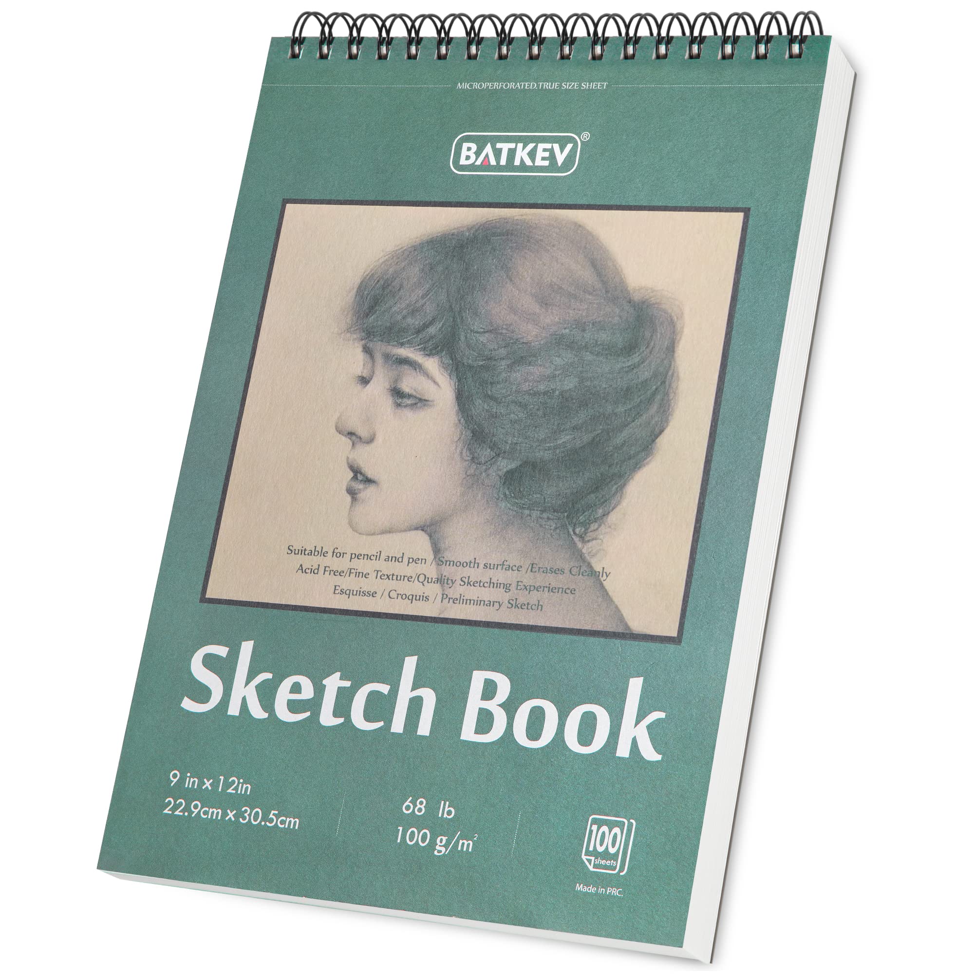 BATKEV 9x12 Inch Sketchbook - 100 Sheets Thick Drawing Paper for Artists & Kids | Premium Sketch Pad for Painting, Doodling & Art Projects | Perfect for Classroom, Studio & Travel Use