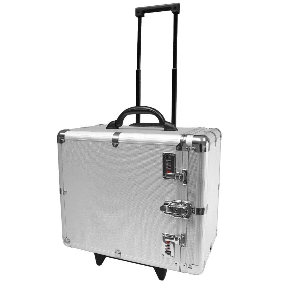 Best Jewelry Supply Professional Aluminum Jewelry Rolling Case with 12 Trays - Perfect for Jewelry Storage, Travel & Trade Shows