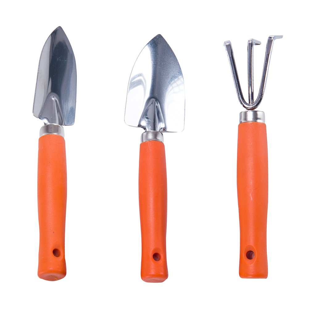 3-Piece Aluminum Gardening Tools Set with Trowel, Rake & Spade - 7