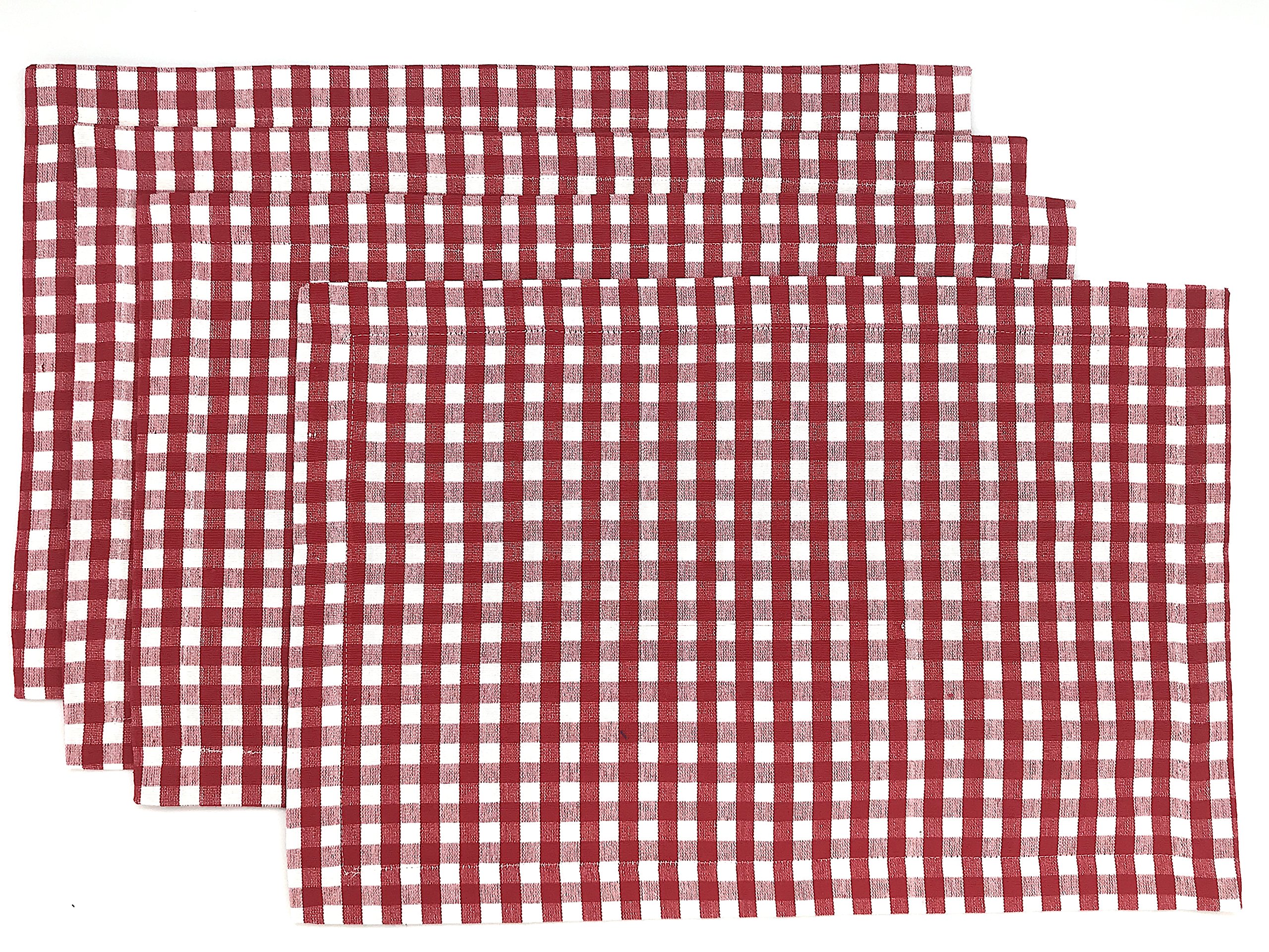 Premium Gingham Napkins and Placemats Set - 100% Cotton Red Checkered Table Linens for Dining, Kitchen, and Party Decor - Ideal for Thanksgiving, Christmas, and Everyday Use