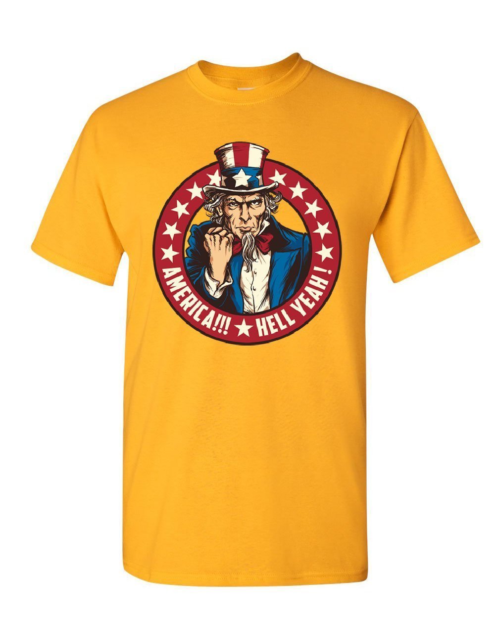 Patriotic American Flag T-Shirt for Men - USA Uncle Sam Graphic Tee - Hell Yeah Patriotic Apparel for 4th of July, Veterans Day & National Pride Events
