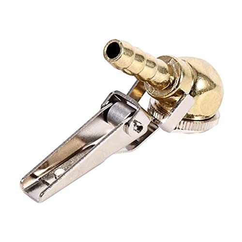 Heavy Duty Tire Valve Air Chuck with Hose Barb Clip & Ball Foot - Universal Tyre Inflator Gauge Fitting Tool for Cars, Trucks, Motorcycles & Bikes (Perfect for Roadside Emergencies & Garage Use)